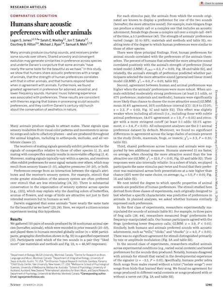 Humans share acoustic preferences with other animals